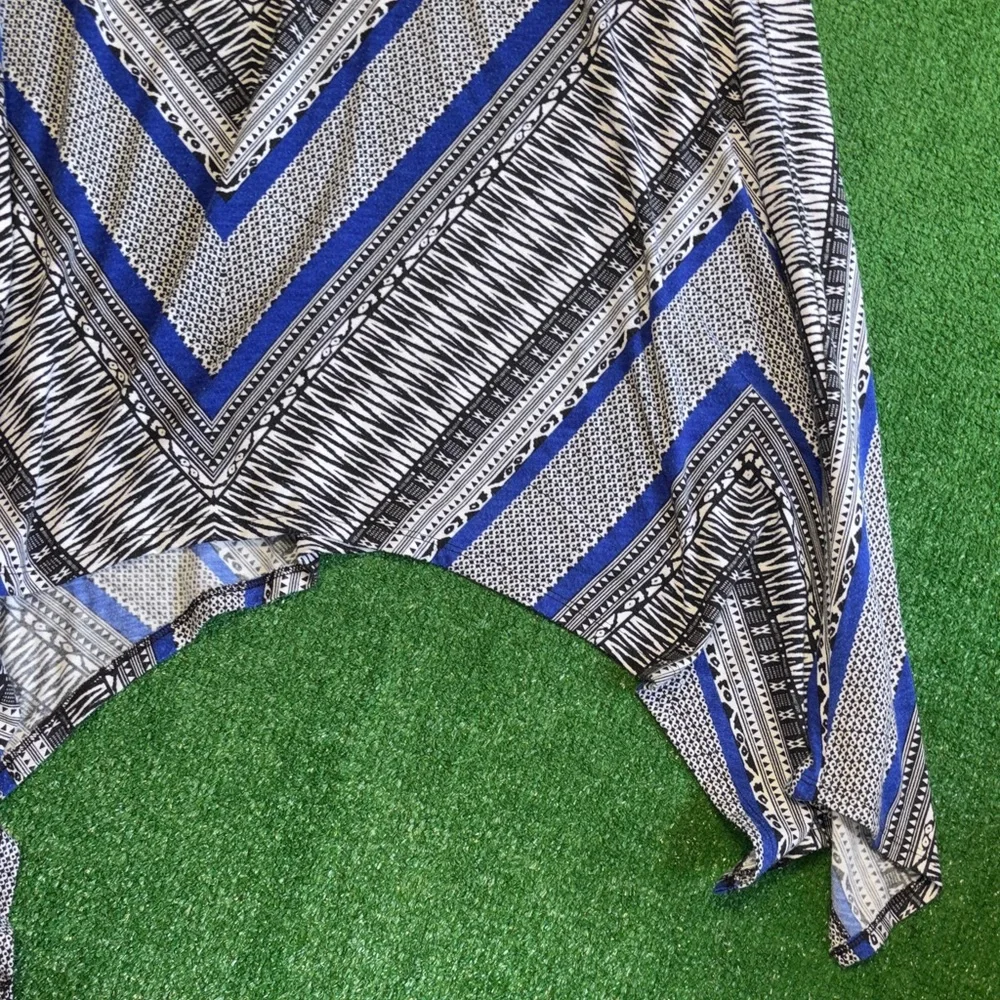 Stretch Long Blue and Black Patterned Women's Skirt